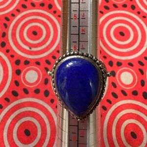 Blue Teardrop Silver Ring